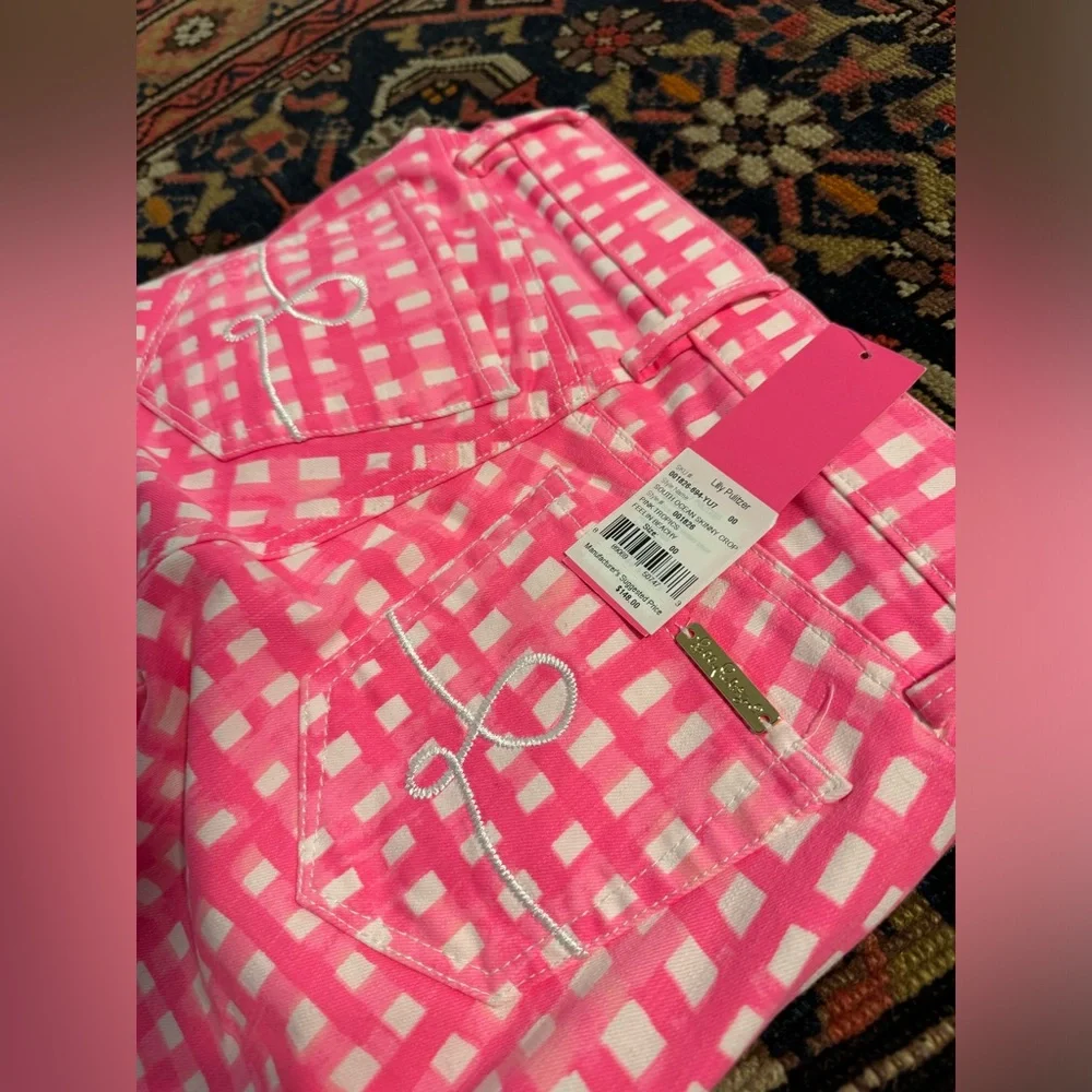 NWT 00 Lilly Pulitzer South Ocean Skinny Crop Jeans Pink Tropics Feeling Beachy - Picture 4 of 6